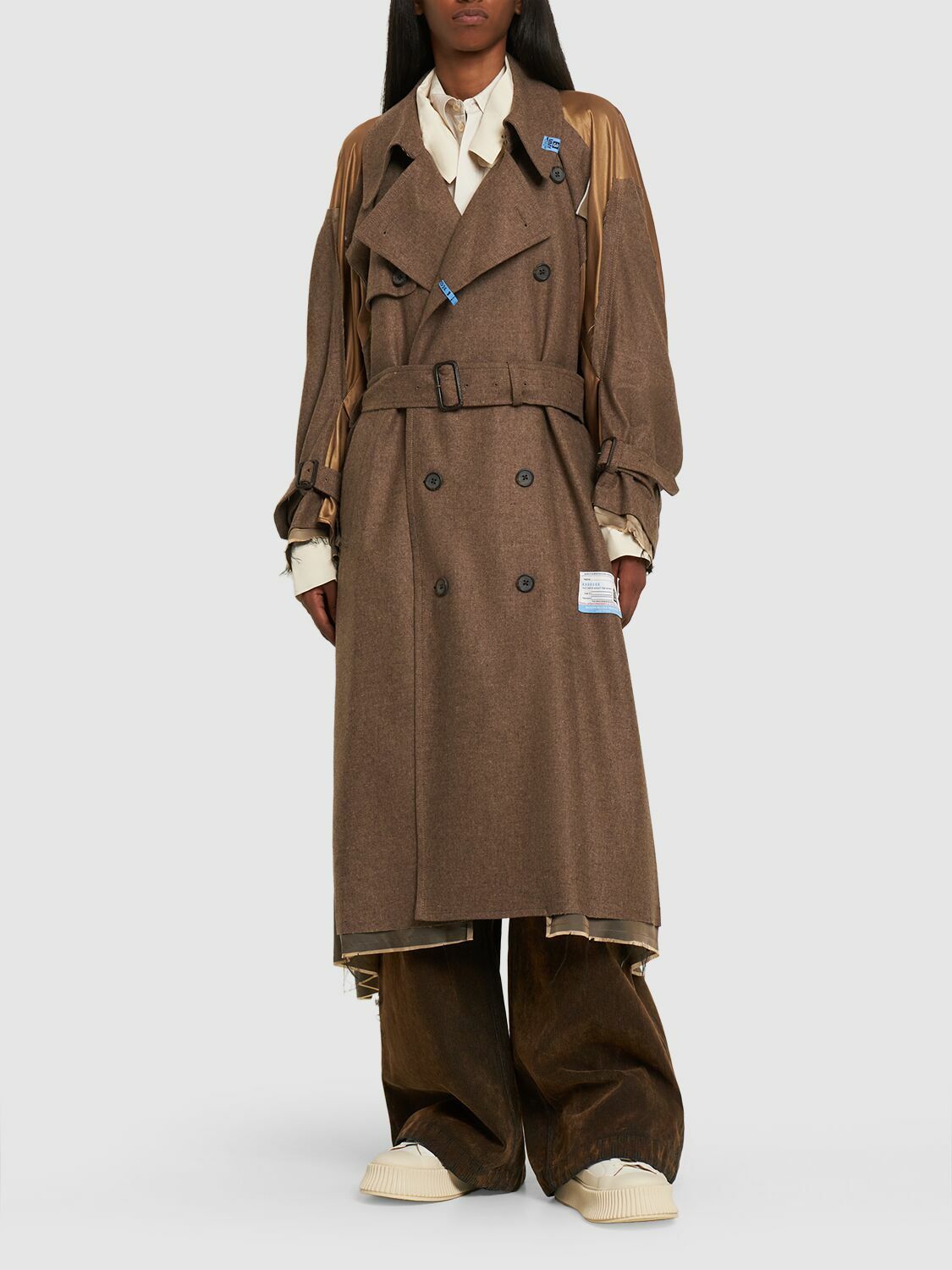 MIHARA YASUHIRO Reconstructed Wool Blend Trench Coat Maison