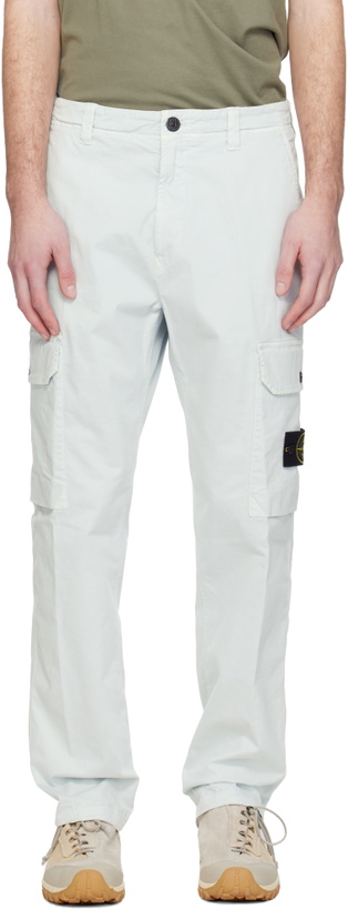 Photo: Stone Island Blue 3100011 Organic Broken Twill Old Effect Cargo Pants