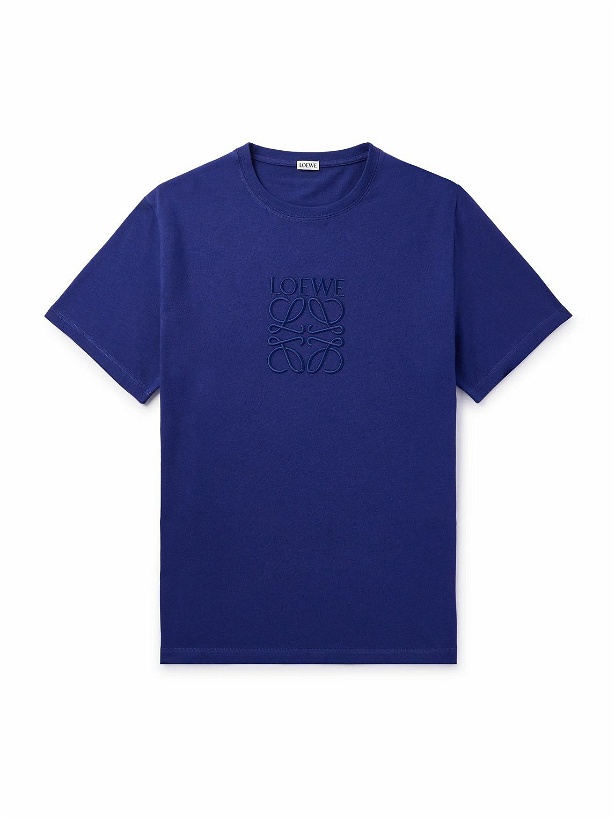 Photo: LOEWE - Logo-Embroidered Cotton-Jersey T-Shirt - Blue