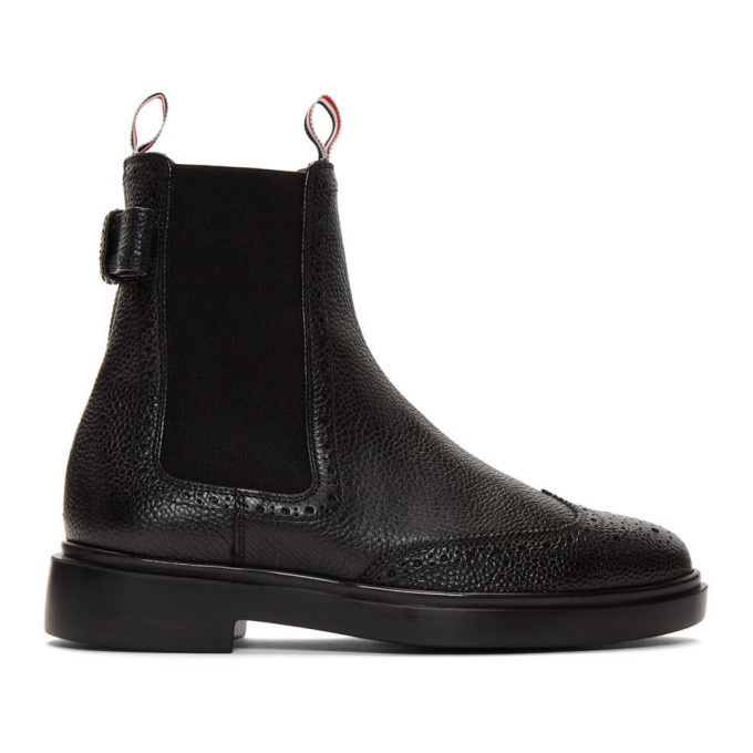 Photo: Thom Browne Black Brogued Bow Chelsea Boots