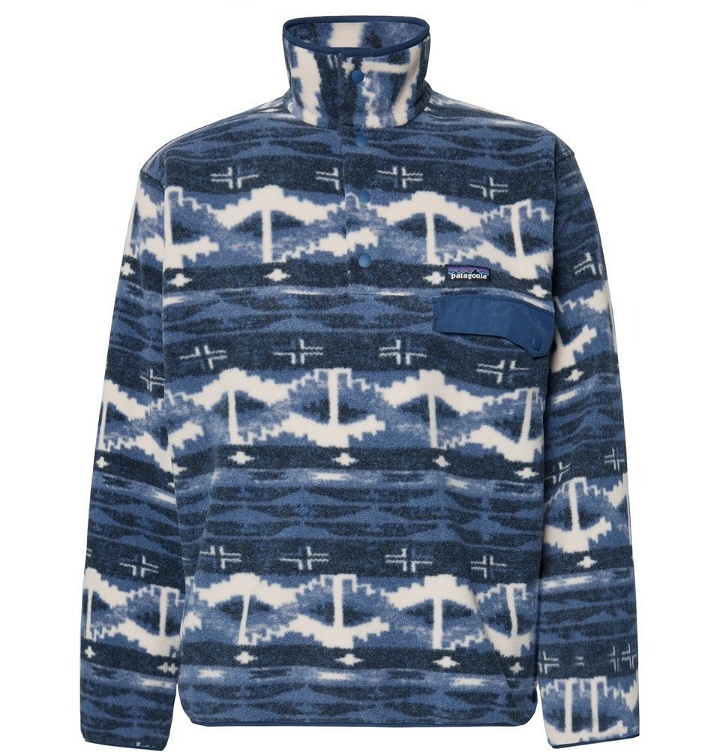 Photo: Patagonia - Snap-T Printed Synchilla Fleece Sweatshirt - Men - Navy