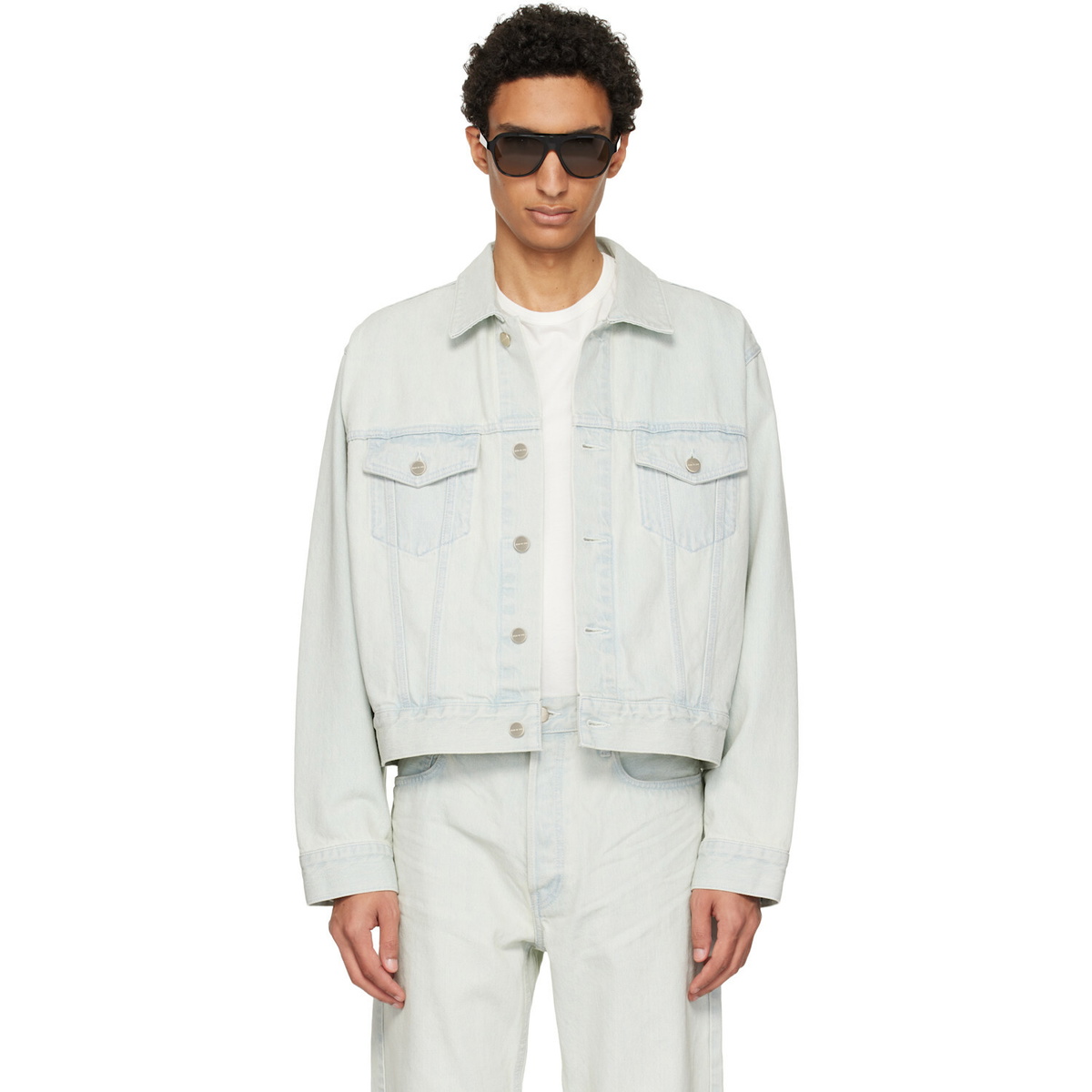 Fear of God Blue Bleached Denim Classic Trucker Jacket