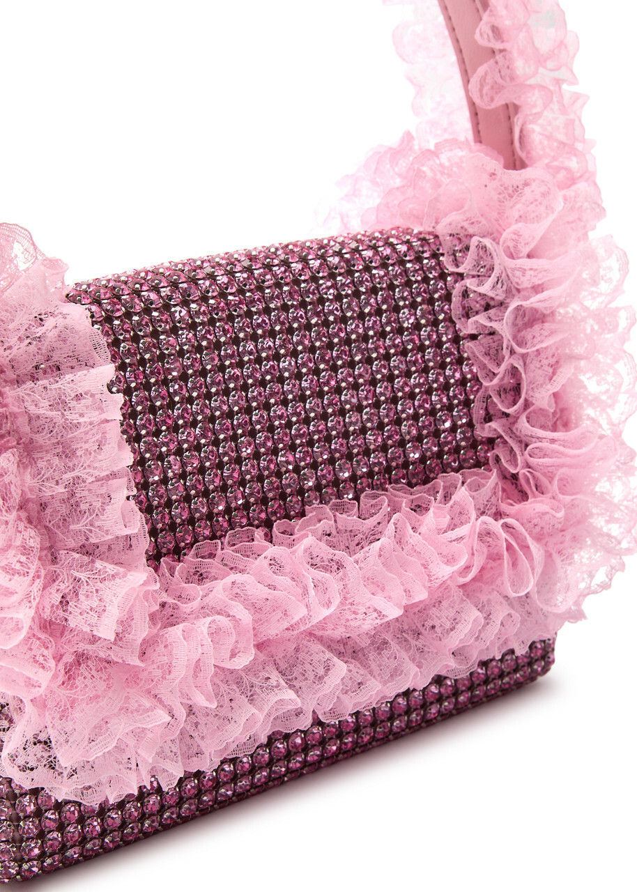 Self-portrait X Christopher Kane Lace and Crystal-embellished top Handle bag - Pink - One Size