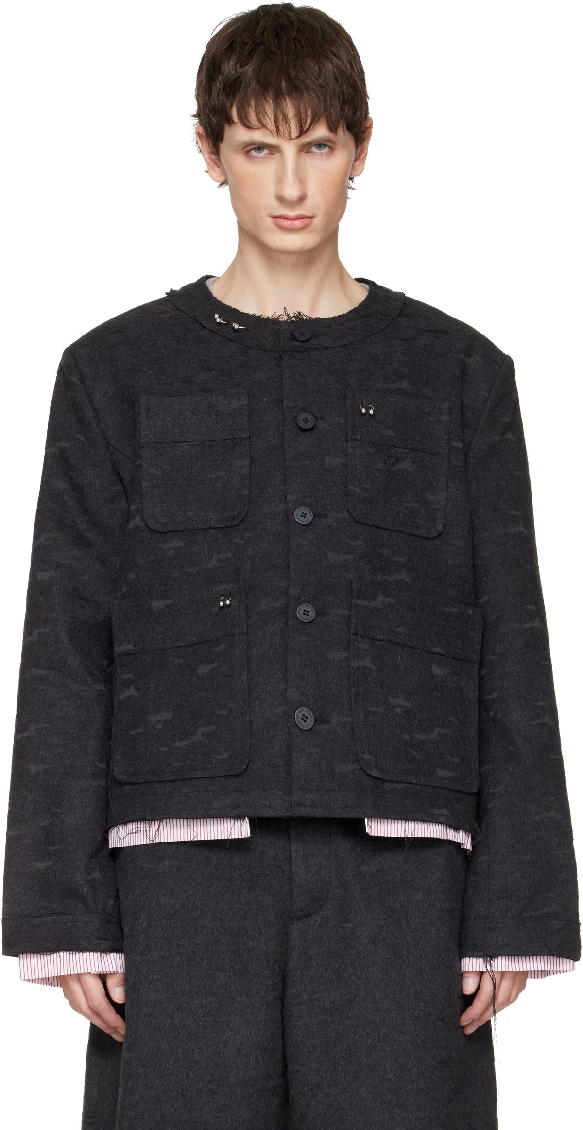 Charles Jeffrey LOVERBOY Gray Piercing Jacket Charles Jeffrey Loverboy