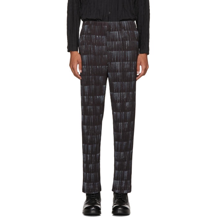 Photo: Homme PlissÃ© Issey Miyake Black Tailored Printed Trousers