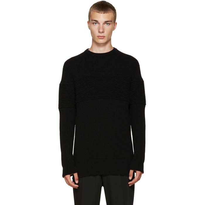 Photo: Curieux Black Cashmere Ripple Panel Pullover