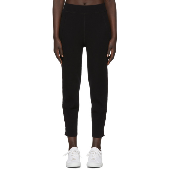 Photo: T by Alexander Wang Black Coverstitched Rib Long John Lounge Pants