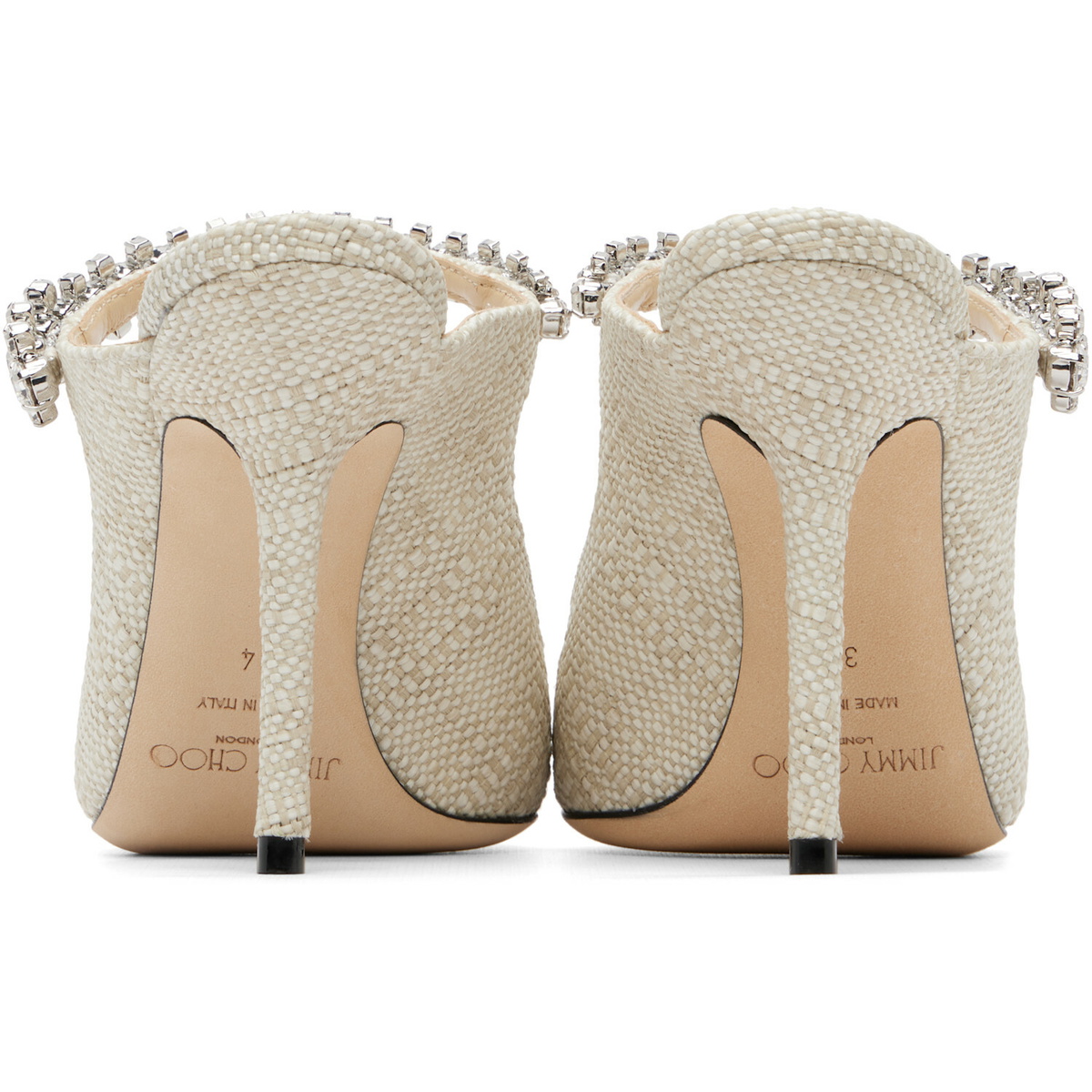 Jimmy Choo Beige Bing 100 Fine Raffia heels