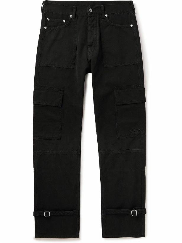 Photo: Off-White - Wave Off Tapered Cotton-Canvas Cargo Trousers - Black