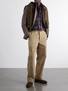 Drake's - Brushed Checked Cotton-Flannel Shirt - Brown