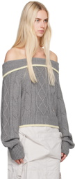 Kijun Gray Off-Shoulder Sweater
