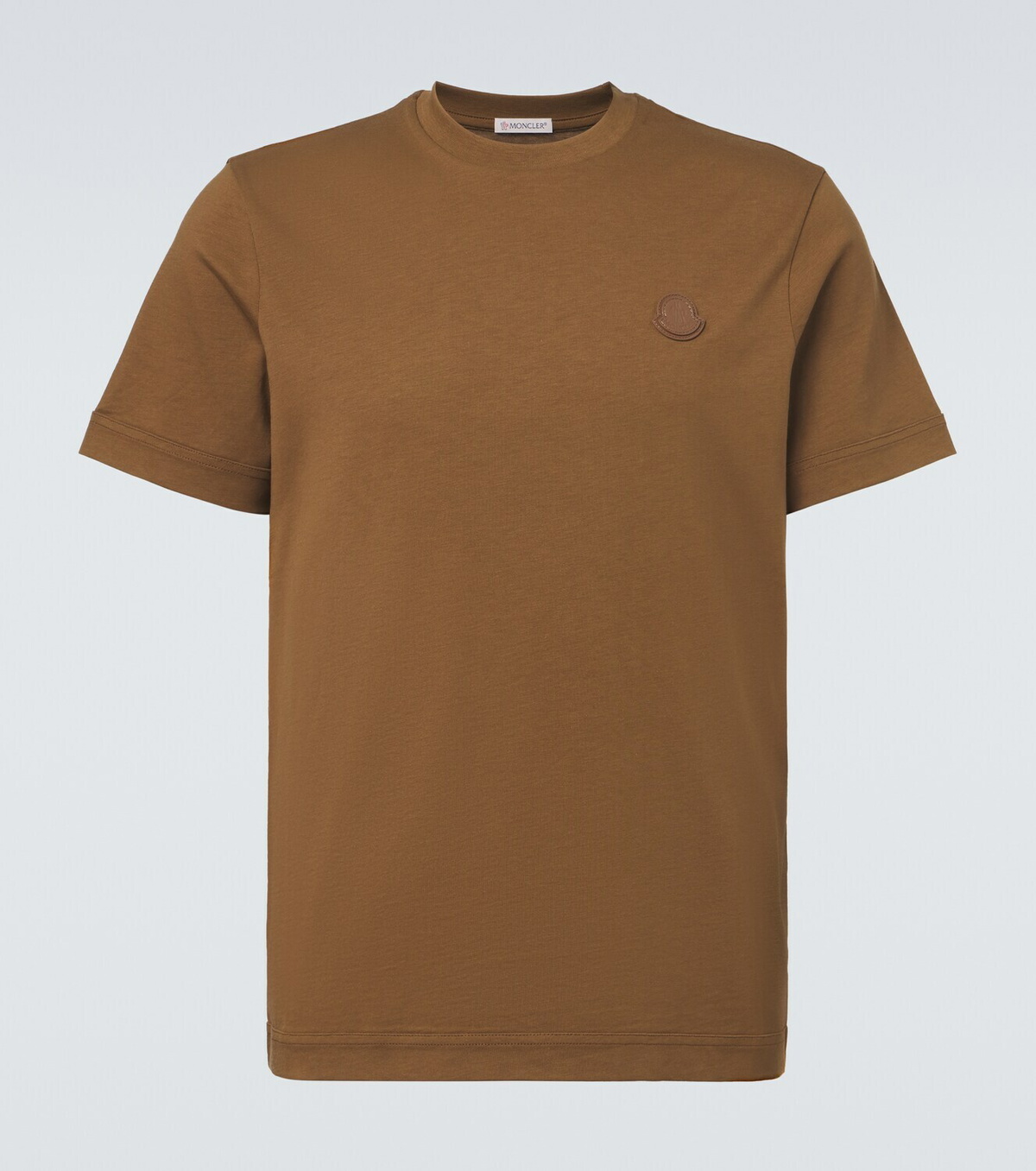Moncler Leather-trimmed cotton jersey T-shirt