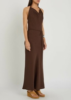 Faithfull The Brand Izaro Halterneck Woven Maxi Dress Chocolate