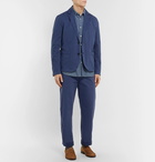 Mr P. - Blue Wide-Leg Garment-Dyed Peached Cotton-Twill Suit Trousers - Blue