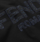 Fendi - Logo-Appliquéd Fleece-Back Cotton-Jersey Hoodie - Black