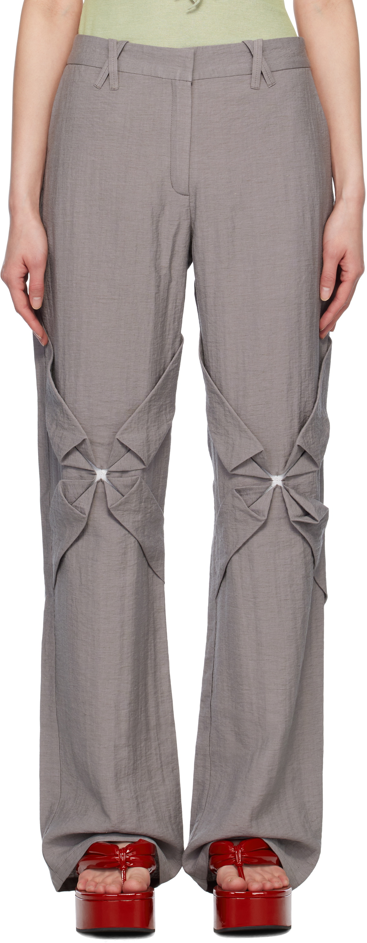 J.Kim Gray Smocked Flower Trousers
