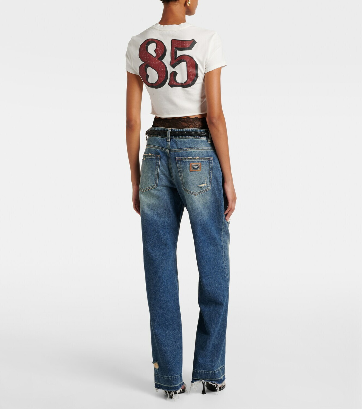 Dolce&Gabbana Printed cropped cotton jersey T-shirt