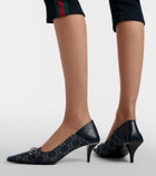 Gucci Vittoria leather-trimmed denim pumps