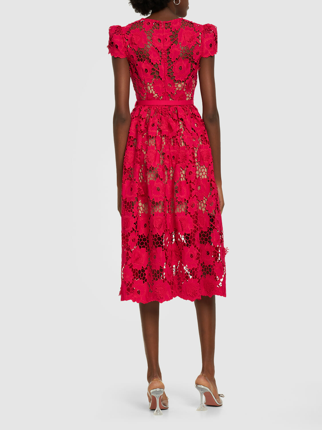 SELF-PORTRAIT - Cotton Lace Midi Dress Self-Portrait