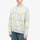 Acne Studios Men's Kex Kilimnik Bow Crew Knit in Dusty Blue Melange