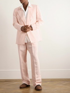 UMIT BENAN B - Wide-Leg Pleated Linen Suit Trousers - Pink