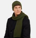 Johnstons of Elgin - Ribbed Cashmere Hat and Scarf Set - Green