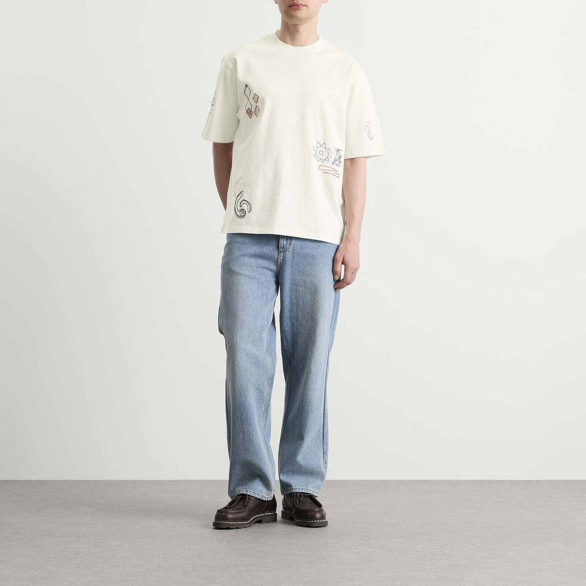 Wax London Men's Milton Sun Doodle T-Shirt in Ecru/Multi