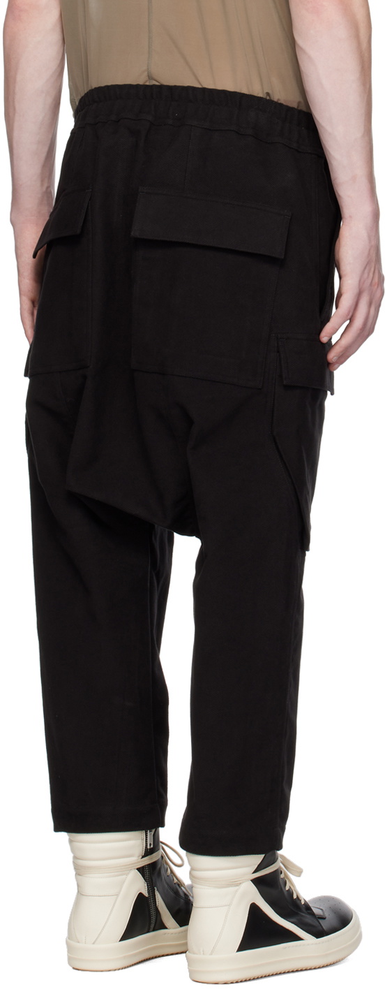 Rick Owens Black Cropped Cargo Pants Rick Owens