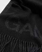 Ganni Fringed Wool Scarf Black - Womens - Scarves