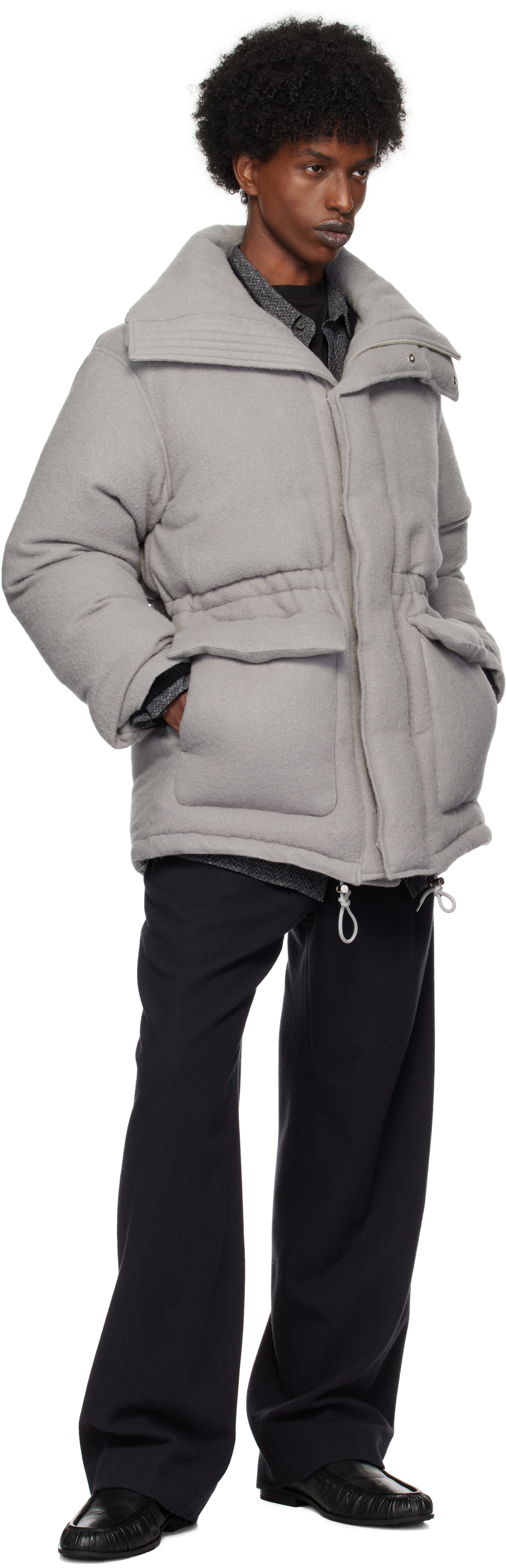 AURALEE Black Brushed Super Fine Wool Flannel Trousers Auralee