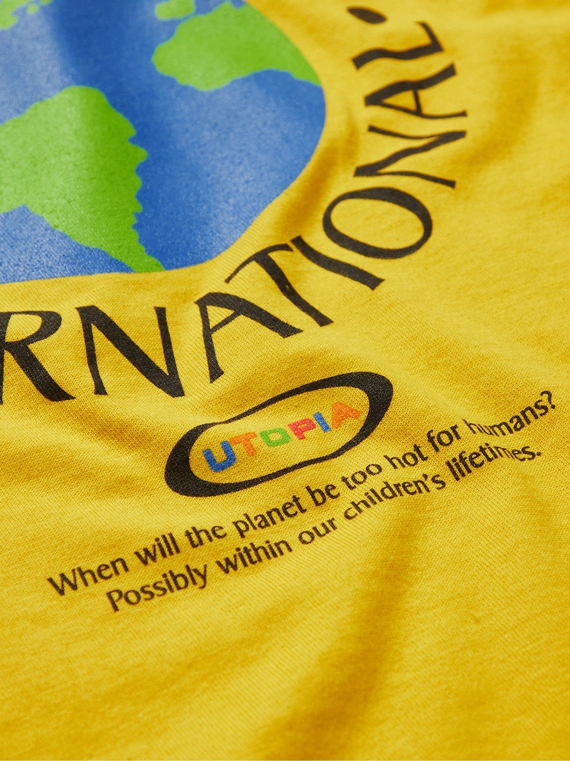 Stussy - Utopia Logo-Print Cotton-Jersey T-Shirt - Yellow Stussy