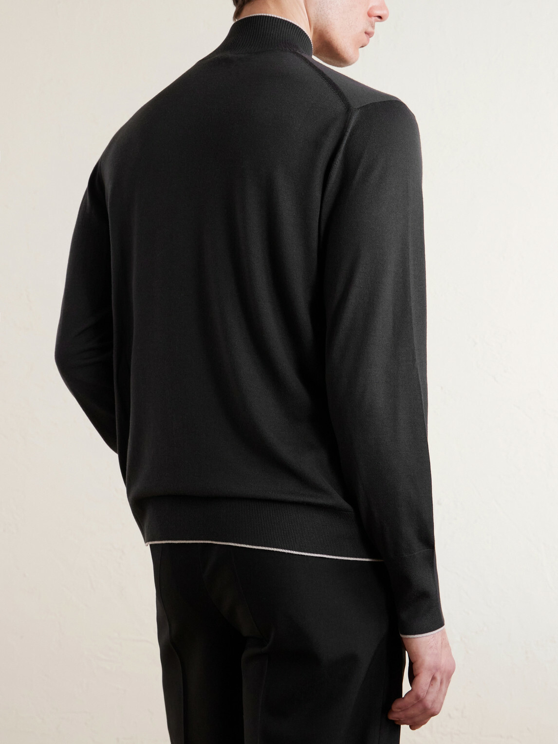 Eleventy - Wool Zip-Up Cardigan - Black