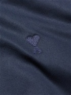 AMI PARIS - Logo-Embroidered Cotton-Sateen Bomber Jacket - Blue