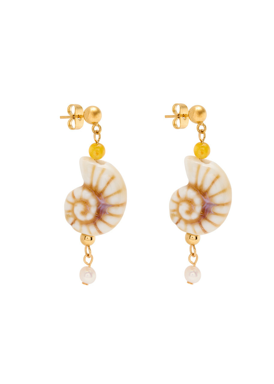 Anni LU Seaside 18kt Gold-plated Drop Earrings - Cream - One Size