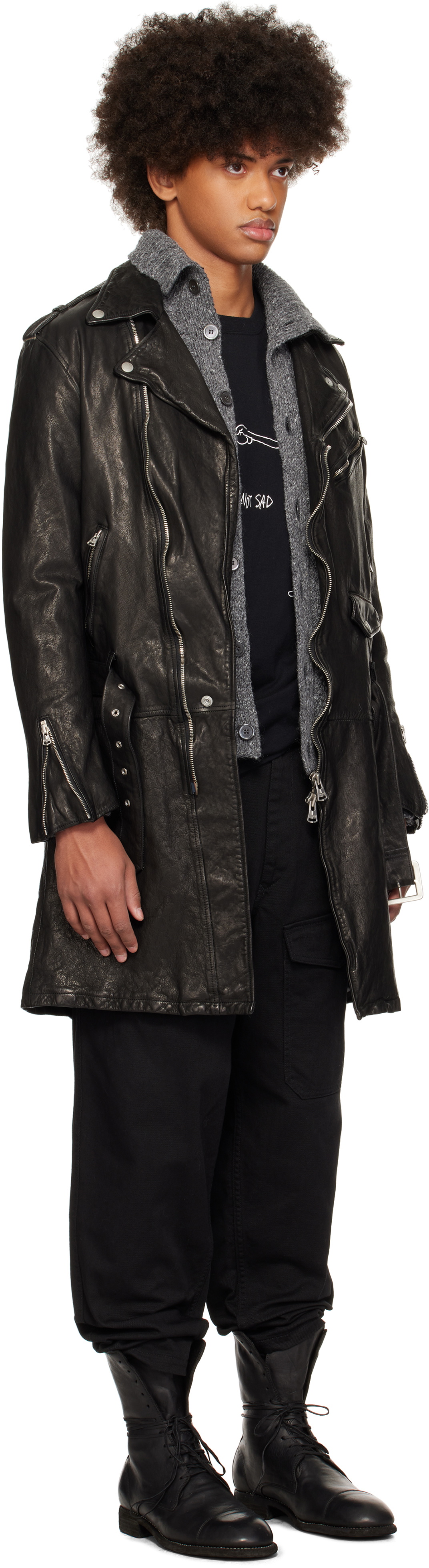YOHJI YAMAMOTO Black Backlash Furniture Riders Leather Jacket