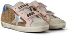 Golden Goose Baby Tan Leopard Old School Velcro Sneakers