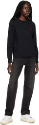 AMI Paris Black Ami de Cœur Long Sleeve T-Shirt