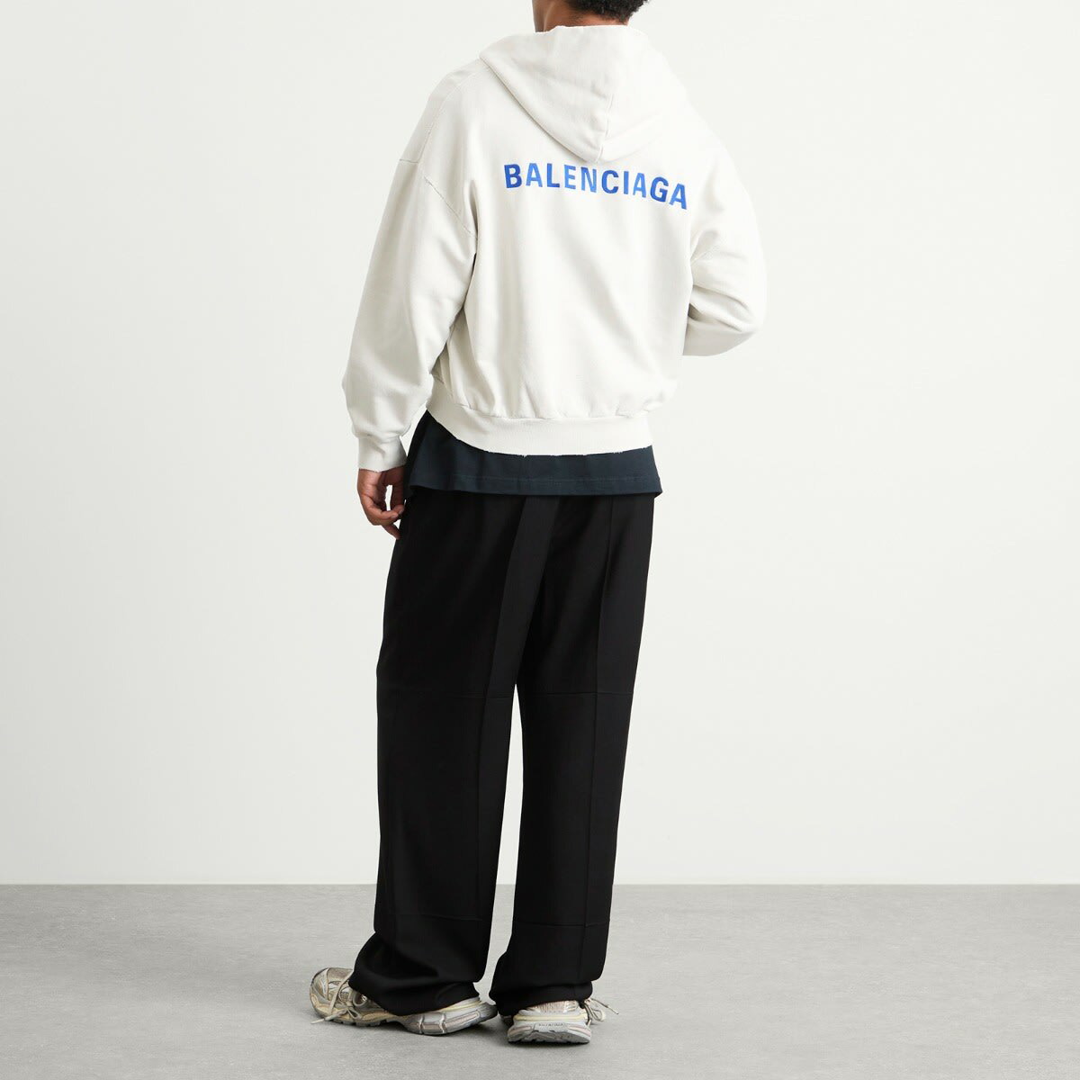 パーカー・フーディ Balenciaga Logo Back Dry Molleton Zip-Up Hoodie Balenciaga Men's Logo Back Dry Molleton Zip-Up Hoodie in