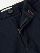Oliver Spencer - Orsman Straight-Leg Pleated Herringbone Cotton-Blend Trousers - Blue