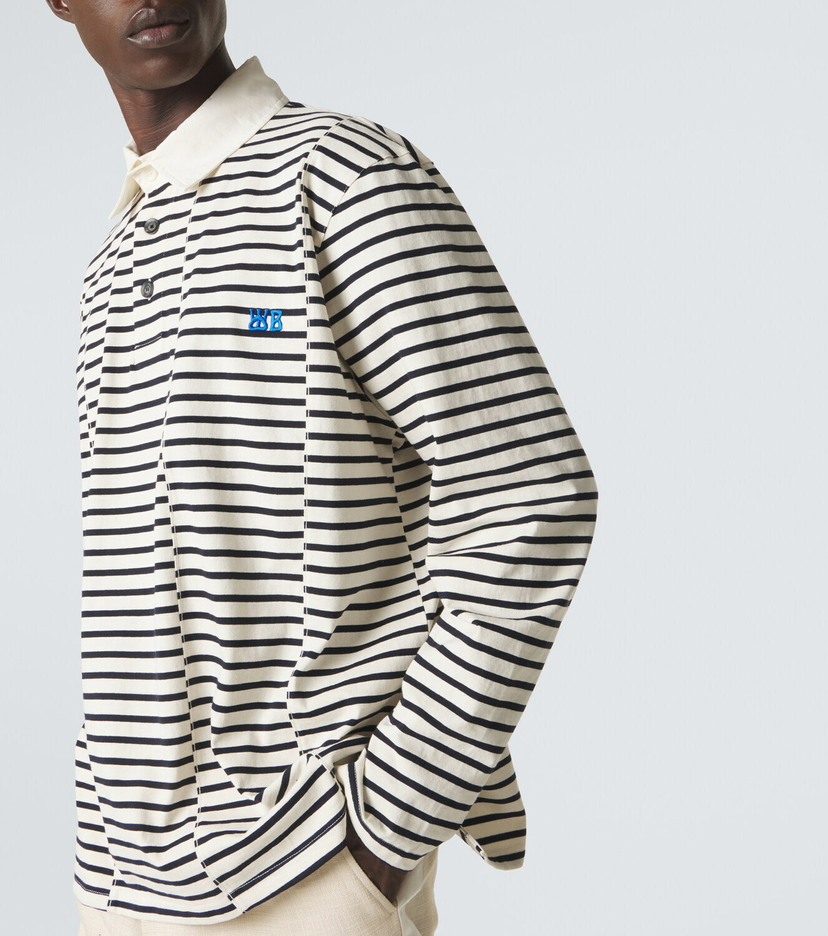 Wales Bonner City striped cotton polo shirt