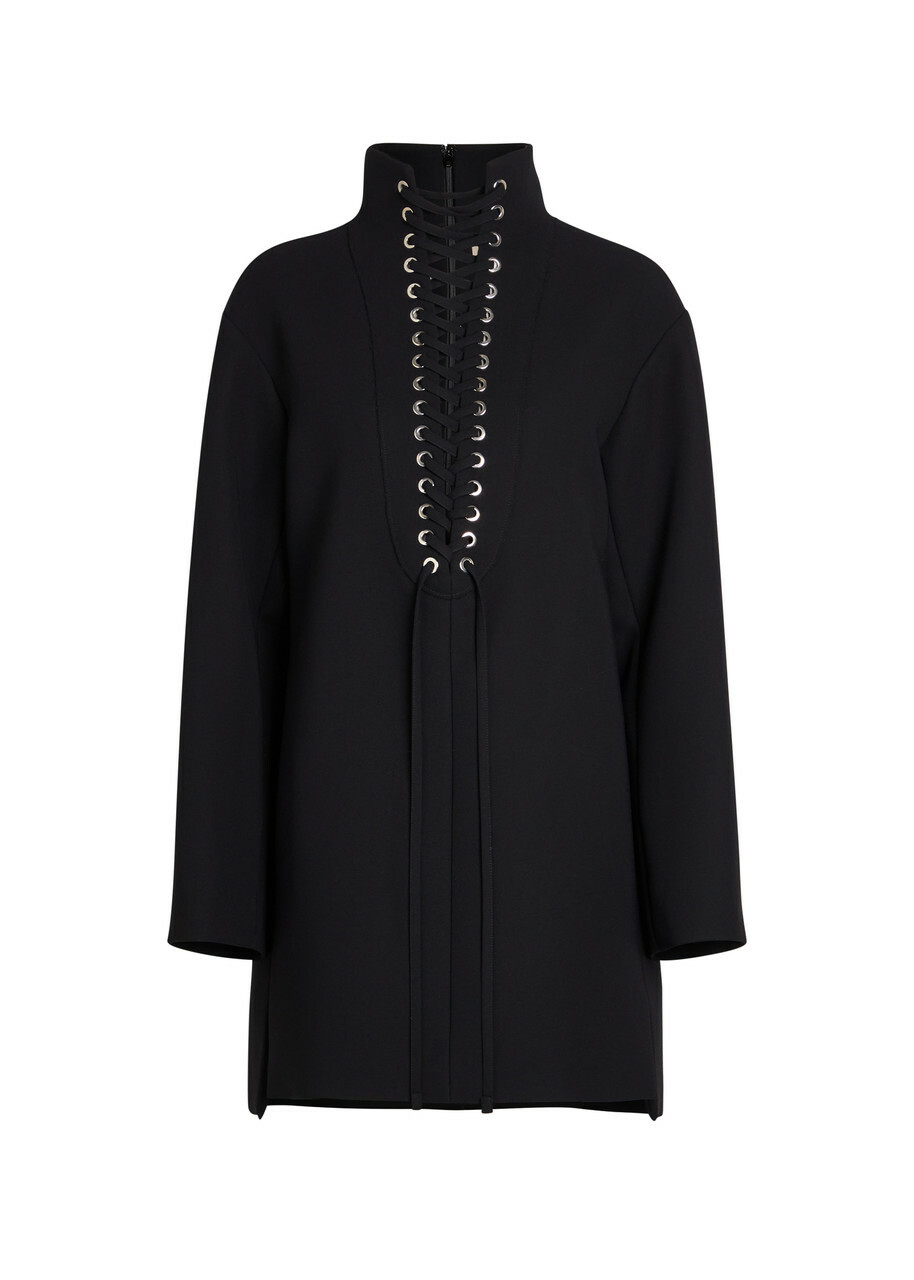 Khaite Lee Lace-up Crepe Mini Dress Black