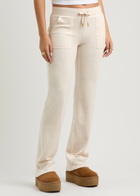Juicy Couture Del Ray Logo Velour Sweatpants Cream