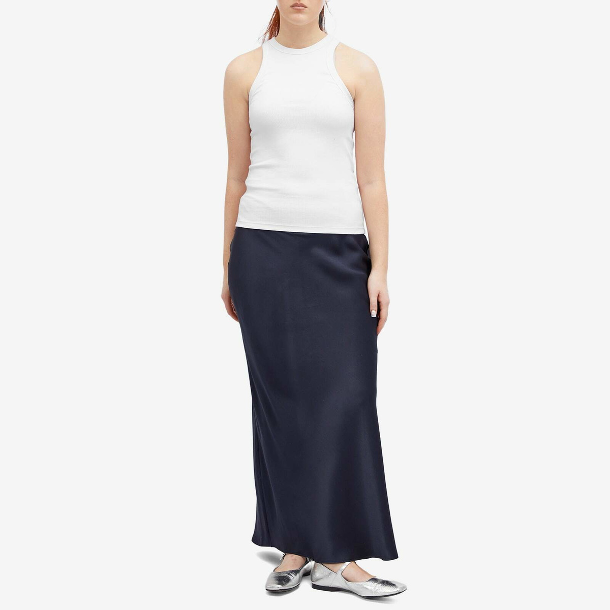 Anine Bing Women's Bar Silk Maxi Skirt in Navy