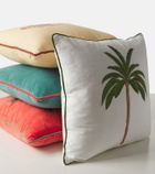 Les-Ottomans Embroidered cotton velvet cushion