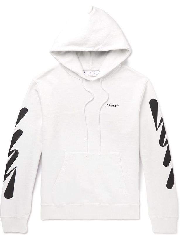 Photo: Off-White - Logo-Print Cotton-Jersey Hoodie - White