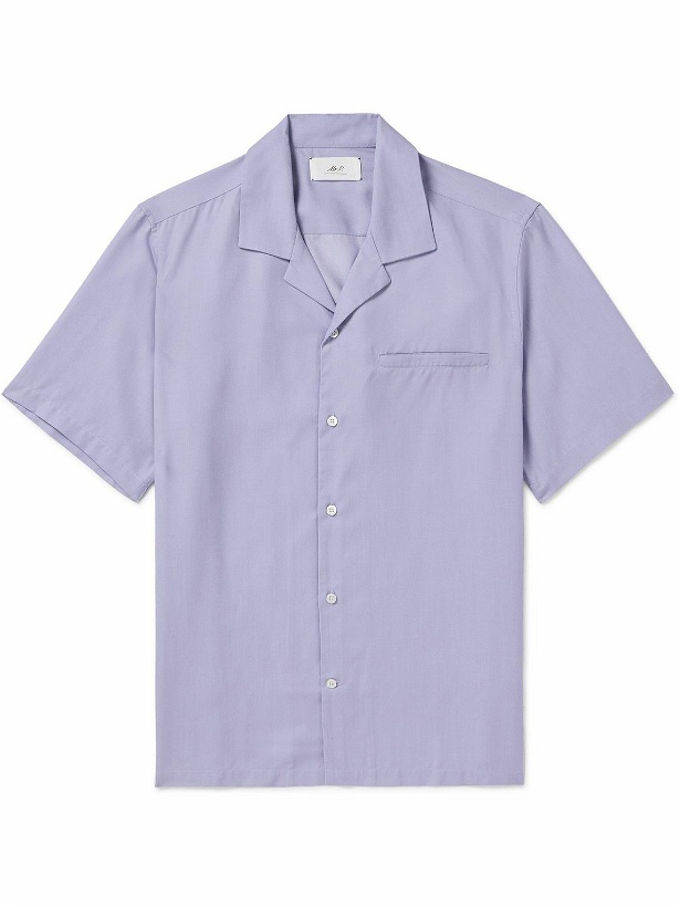 Photo: Mr P. - Camp-Collar Lyocell-Twill Shirt - Purple