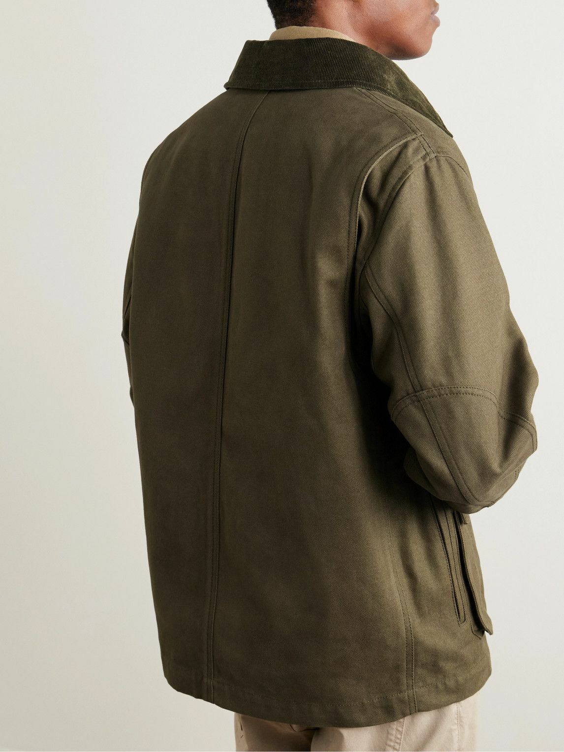 Purdey - Corduroy-Trimmed Cotton-Canvas Jacket - Green