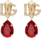Dolce & Gabbana Gold & Red 'DG' Crystal Earrings