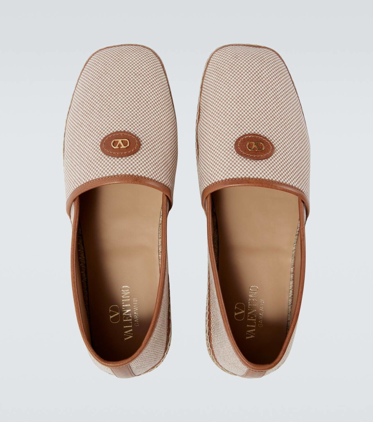 Valentino Garavani VLogo leather-trimmed canvas espadrilles