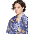 Deveaux New York Blue Silk Resort Shirt